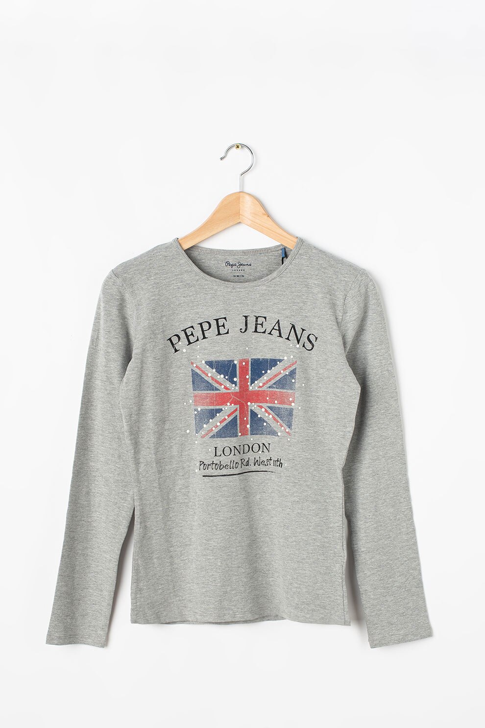 Pepe Jeans London, Bluza cu imprimeu logo Vera, Gri melange/Albastru/Rosu, 105 CM