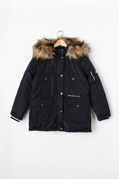 Pepe Jeans London, Geaca cu gluga detasabila Florence, Negru, 182 CM Pepe Jeans London, Geaca cu gluga detasabila Florence, Negru, 182 CM