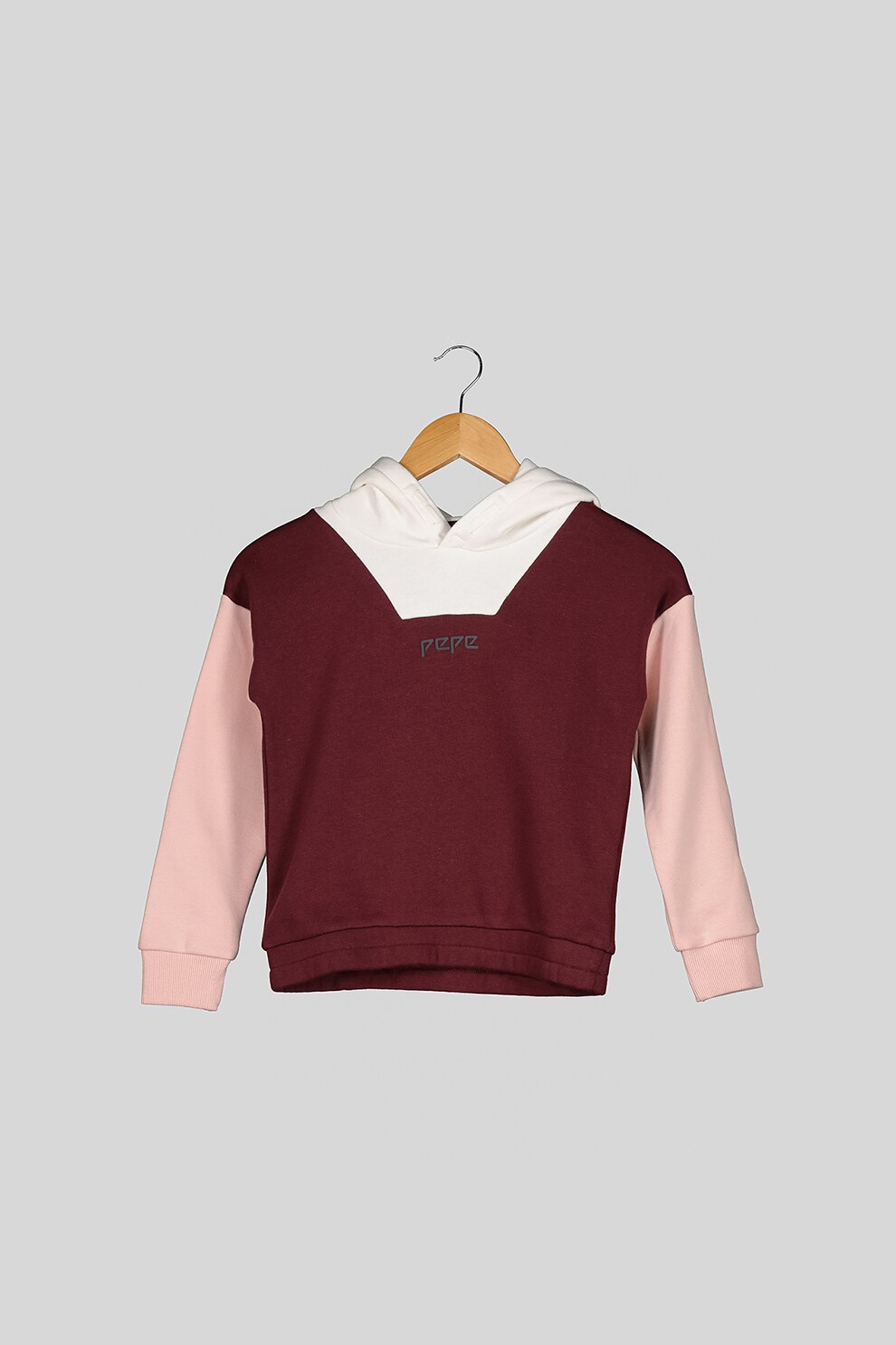 Pepe Jeans London, Hanorac cu model colorblock, Violet pruna/Roz/Alb