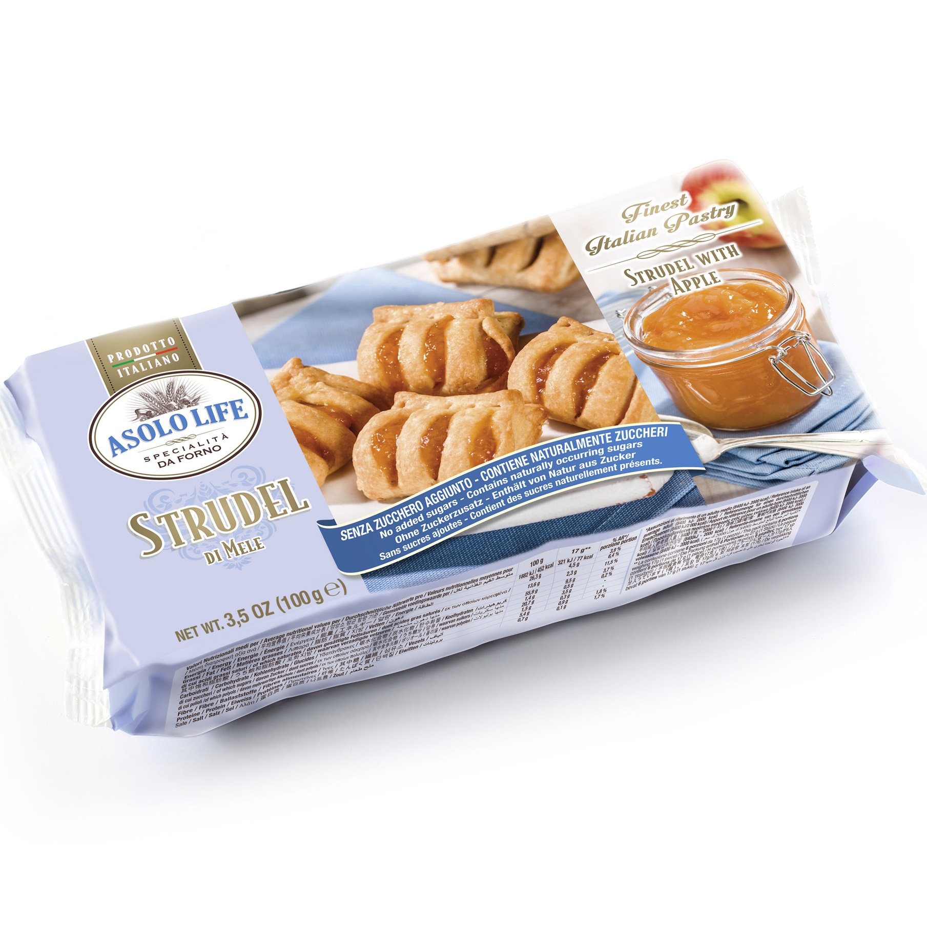 Mini strudele cu mere fara zahar Asolo Dolce, 100g