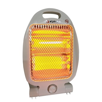 Radiator cu halogen Alpina, 400/800 W, doua trepte de incalzire, alb Radiator cu halogen Alpina, 400/800 W, doua trepte de incalzire, alb