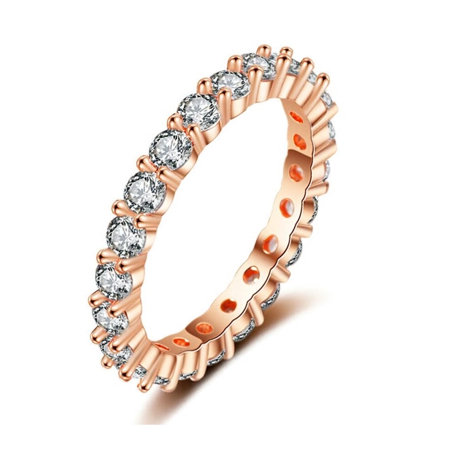 Inel model tennis cu cristale Zirconiu transparente, marimea 52-54, din aliaj Rose Gold