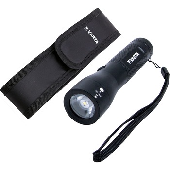 Pachet lanterna LED Varta High Optics + 3 baterii AAA + husa protectie, 3W, 200 lm, IPX4, dimabila Pachet lanterna LED Varta High Optics + 3 baterii AAA + husa protectie, 3W, 200 lm, IPX4, dimabila