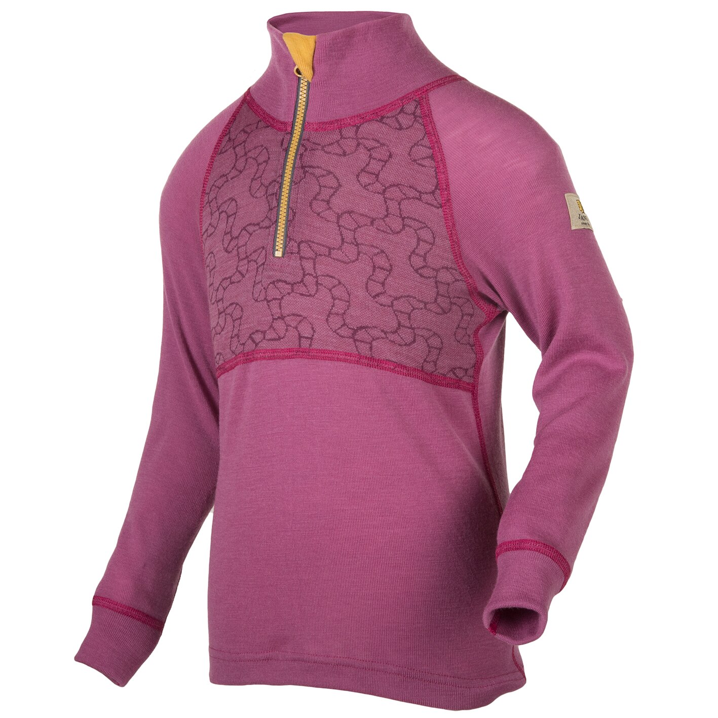 Bluza din lana merinos, Janus, cu fermoar, roz