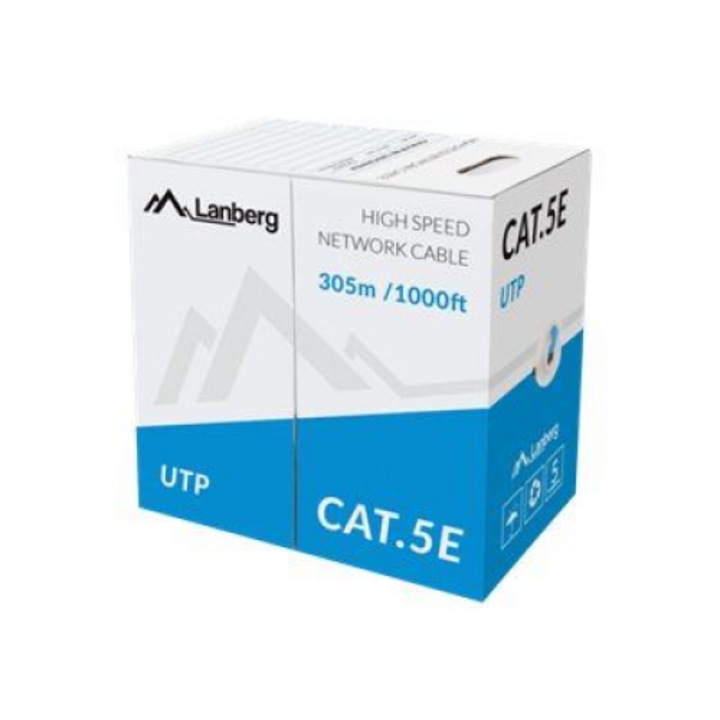 Lanberg LAN kábel UTP cat.5e solid CCA 305m kék (LCU5-10CC-0305-B)