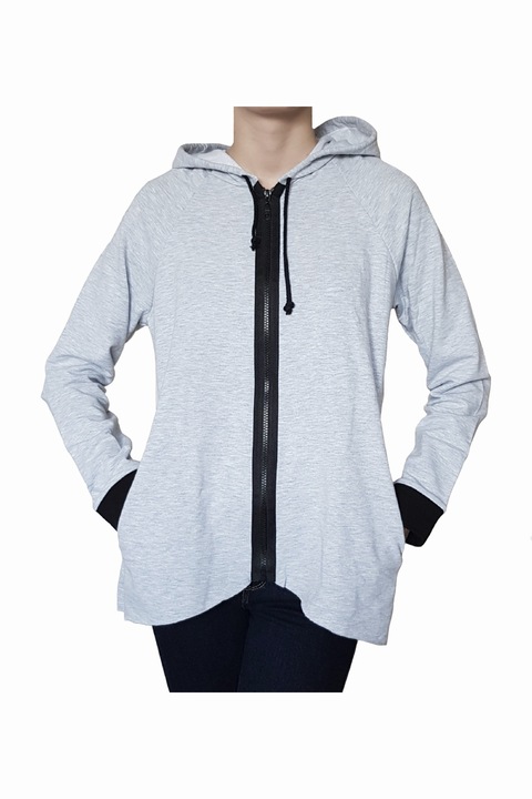 Hanorac Dama Theodora cu Gluga, Negru/Gri deschis