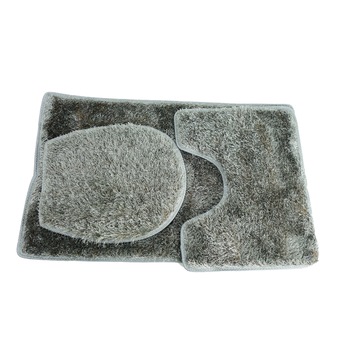 Set covor de baie alcatuit din 3 piese, cu fire lungi, 80 cm, gri Set covor de baie alcatuit din 3 piese, cu fire lungi, 80 cm, gri