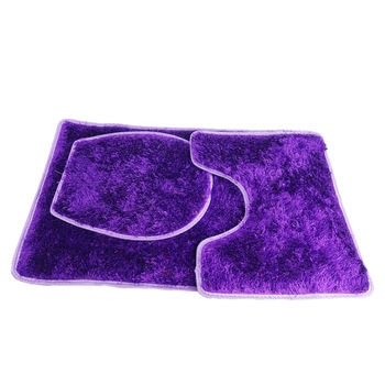 Set covor de baie alcatuit din 3 piese, cu fire lungi, 80 cm, mov Set covor de baie alcatuit din 3 piese, cu fire lungi, 80 cm, mov