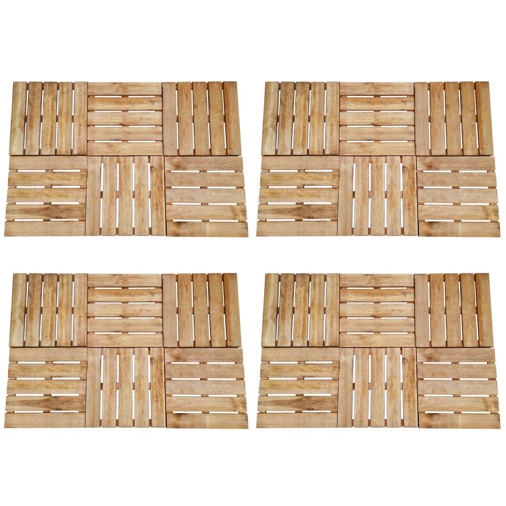 Set de 24 placi de pardoseala, vidaXL, Lemn, 50 x 50 x 3,2 cm, Maro