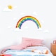 Sticker decorativ Giftify Curcubeu Sclipitor cu soare cu norisori, autocolant de perete pentru camera copii, 40x73 cm