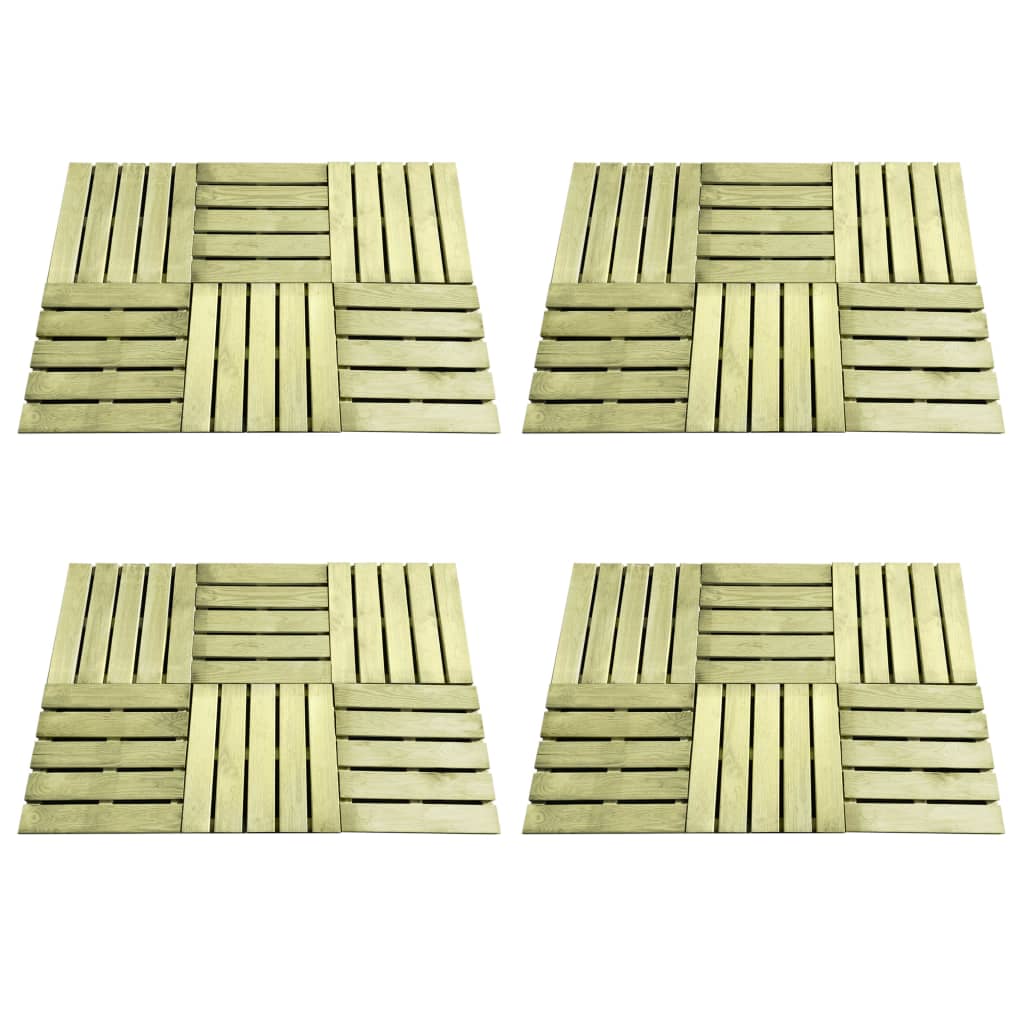 Set de 24 placi de pardoseala, vidaXL, Lemn, 50 x 50 x 3,2 cm, Verde