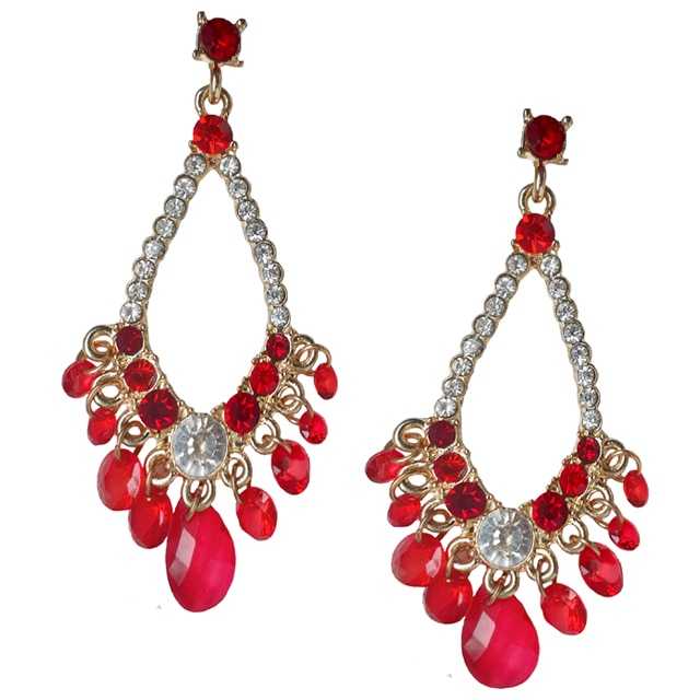 Cercei dama, rosu/argintiu, 6.1 cm lungime