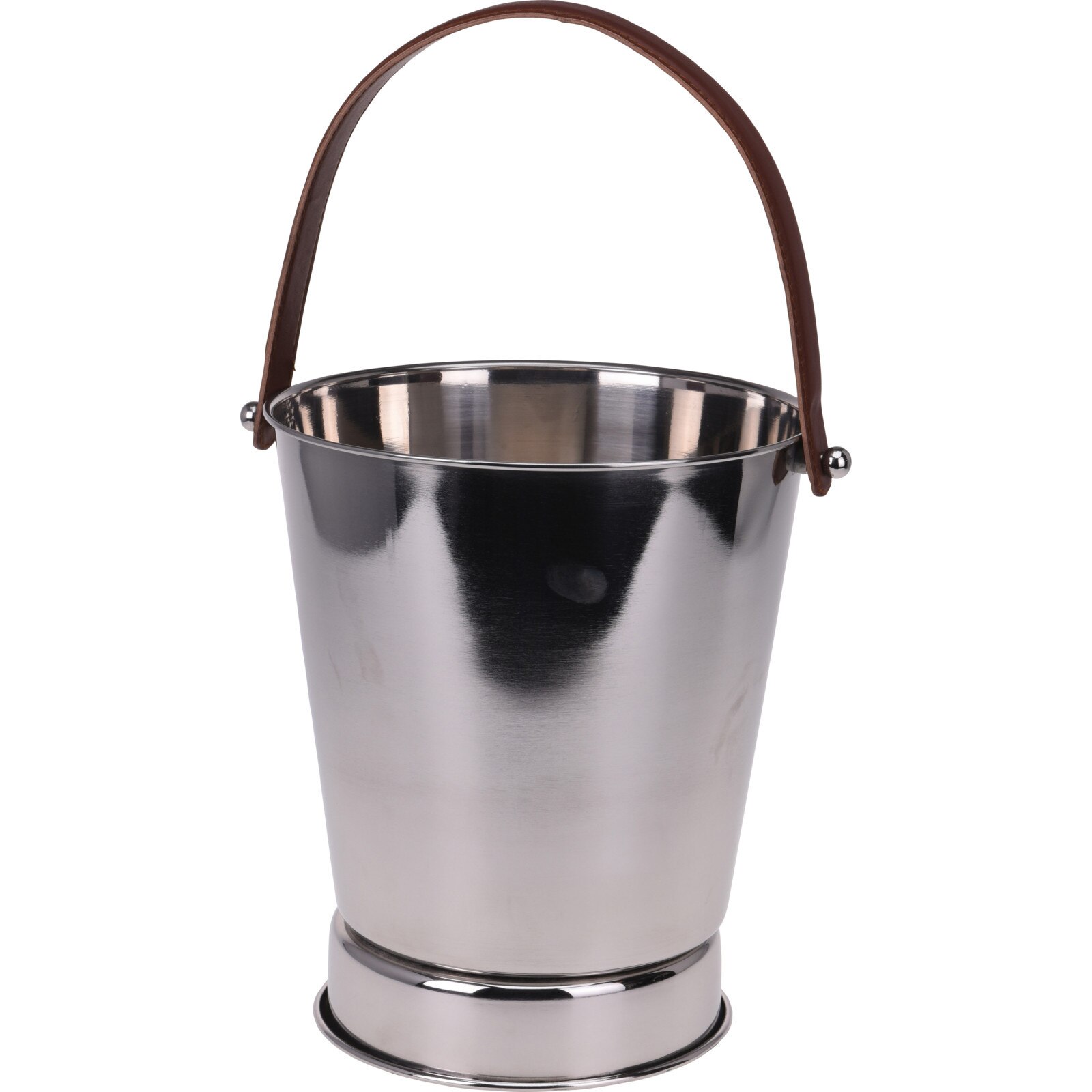 Frapiera pentru Sampanie cu maner din Piele Maro, 24x27 cm, Inox, 1,11 Kg