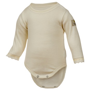 Body cu dantela din lana merinos, Janus, Alb fildes Body cu dantela din lana merinos, Janus, Alb fildes