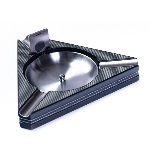 Scrumiera Elegance triunghiulara pentru 3 trabucuri, cutter inclus