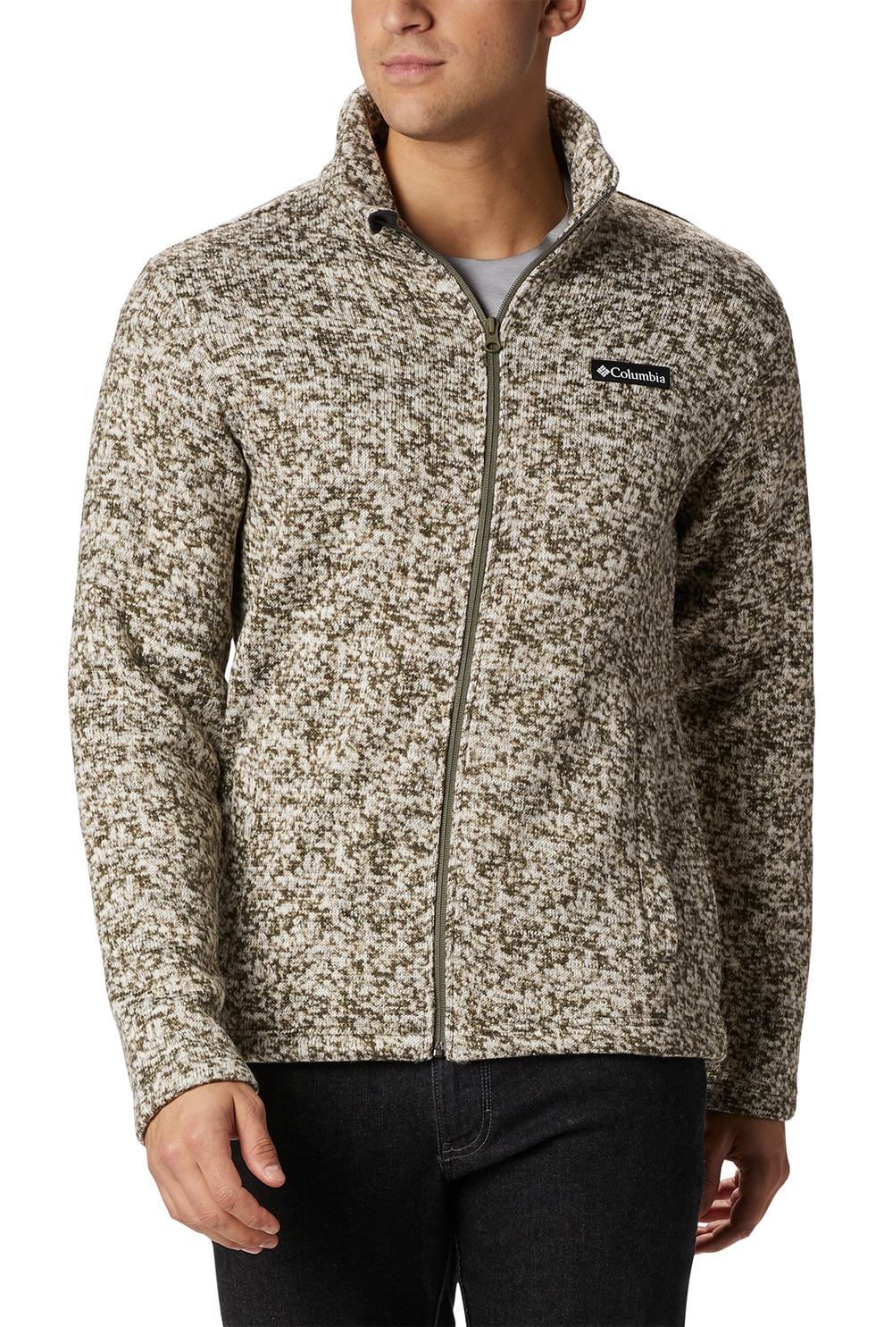 Columbia, Bluza sport cu fermoar Chillin, Verde forest/Alb