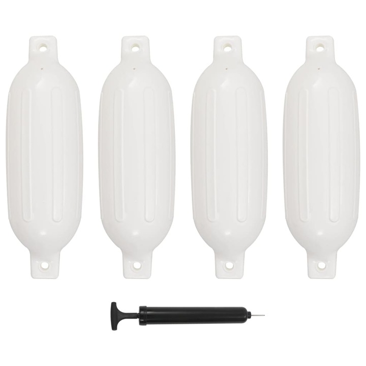 Комплект Броня за лодка vidaXL, 4 бр, бяла, 58,5x16,5 см, PVC