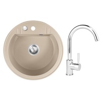 set chiuveta ferro granit  1 cuva 51 cm nisip cu baterie ferro lebada crom imagen 47_0_
0