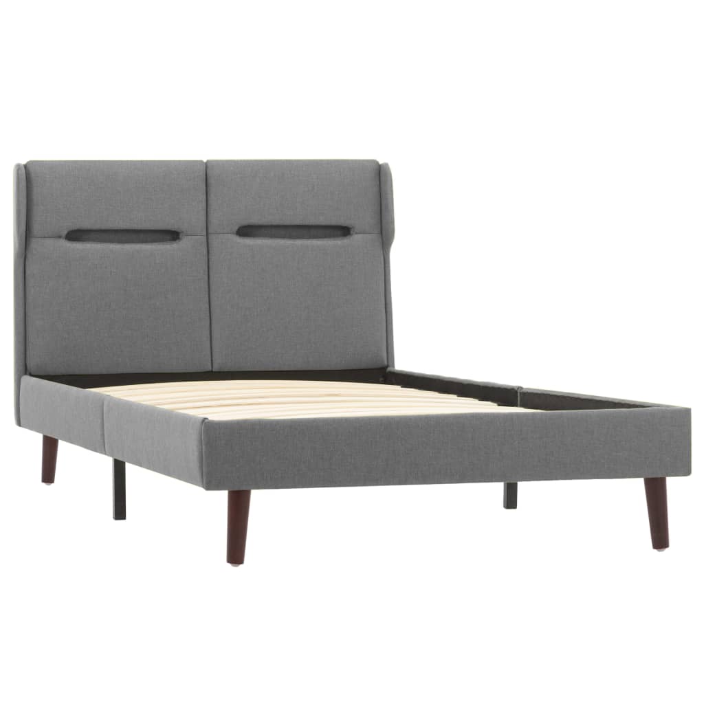 Cadru de pat tapitat, cu banda LED, vidaXL, Tesatura, 100 x 200 cm, Gri deschis