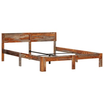 Cadru de pat vidaXL, Lemn de palisandru, 140 x 200 cm, Maro/Gri Cadru de pat vidaXL, Lemn de palisandru, 140 x 200 cm, Maro/Gri