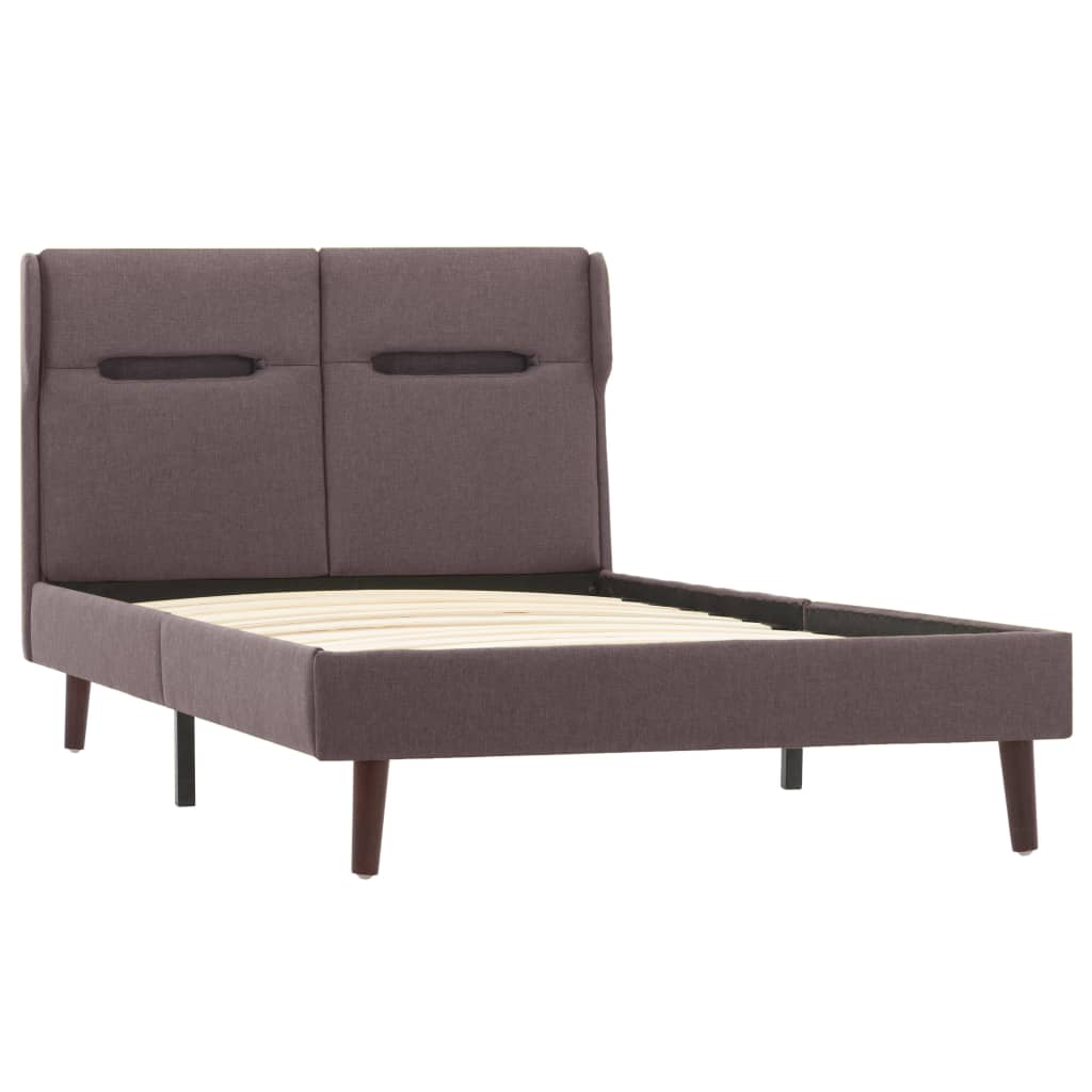 Cadru de pat tapitat, cu banda LED, vidaXL, Tesatura, 100 x 200 cm, Gri taupe