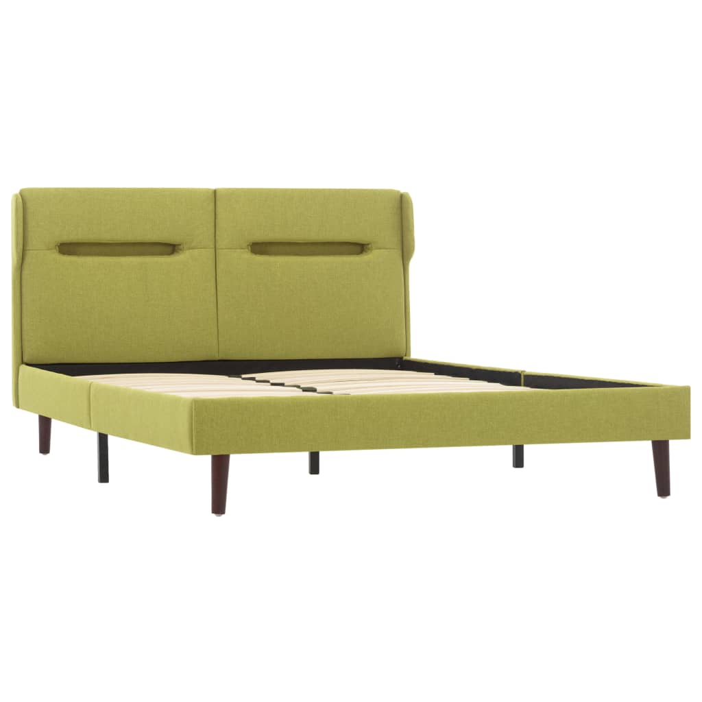 Cadru de pat tapitat, cu banda LED, vidaXL, Tesatura, 120 x 200 cm, Verde