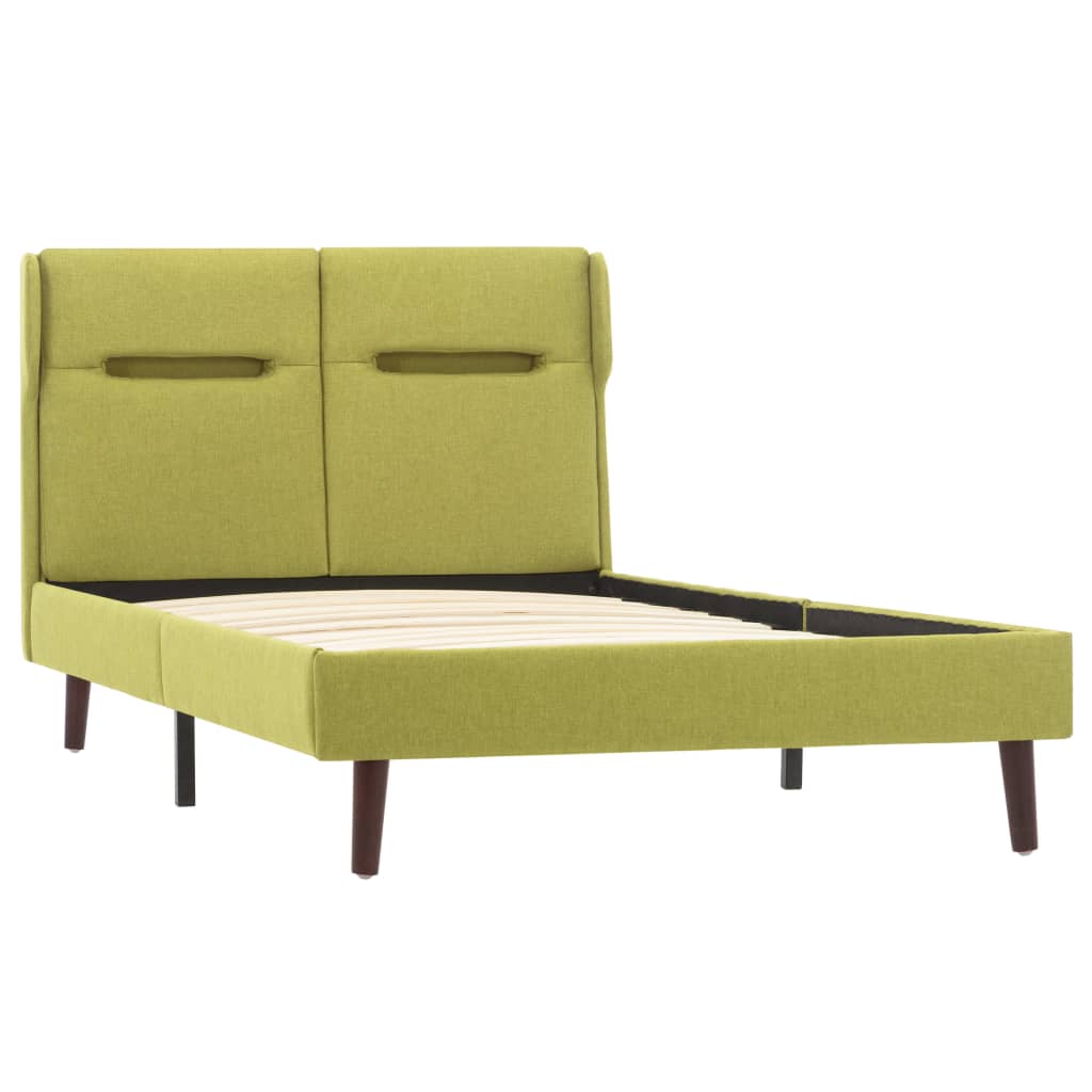 Cadru de pat tapitat, cu banda LED, vidaXL, Tesatura, 100 x 200 cm, Verde