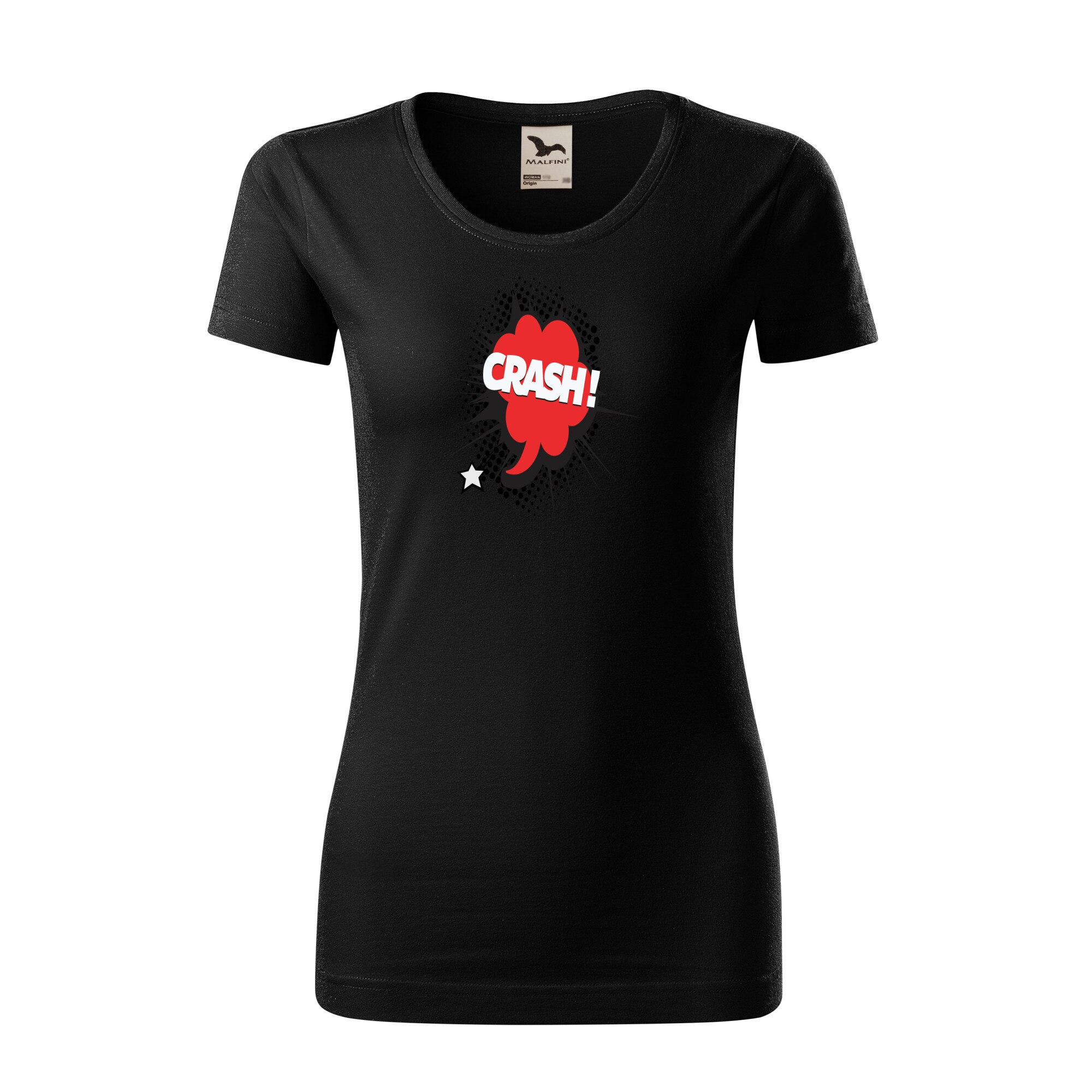 Tricou dama clasic, Malfini, Comic Crash, Negru, L