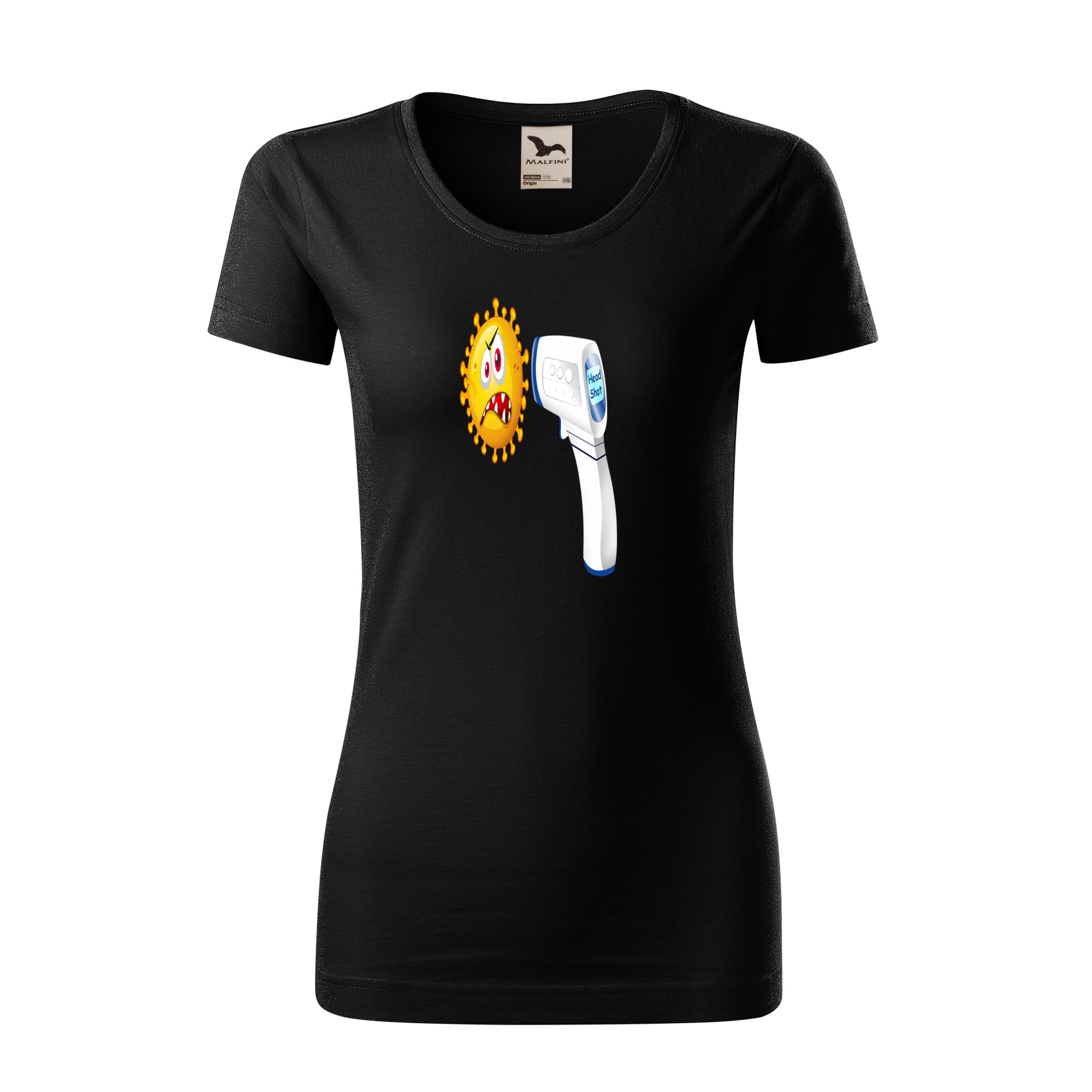Tricou dama clasic, Malfini, Headshot, Negru, S