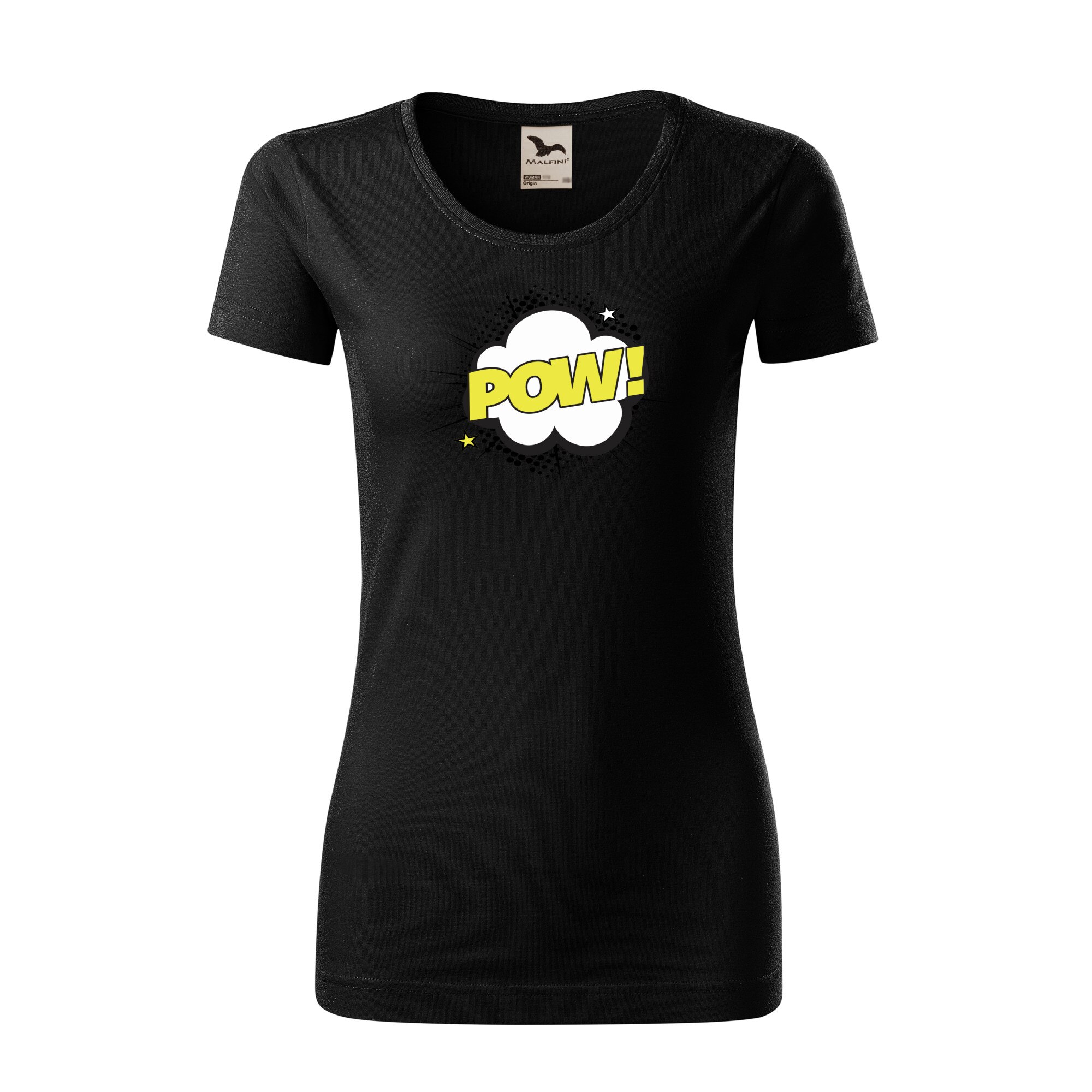 Tricou dama clasic, Malfini, Comic Pow, Negru, L