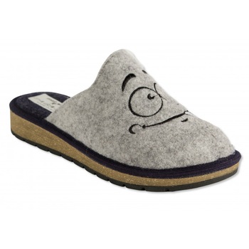 Papuci De casa gri din lana cu talpa cu memorie 191075 Papuci De casa gri din lana cu talpa cu memorie 191075