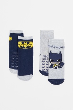 OVS, Set 2 perechi de sosete, baieti, cu imprimeu Batman, Gri melange/Bleumarin, Gri melange/Bleumarin, 86 CM Standard OVS, Set 2 perechi de sosete, baieti, cu imprimeu Batman, Gri melange/Bleumarin, Gri melange/Bleumarin, 86 CM Standard