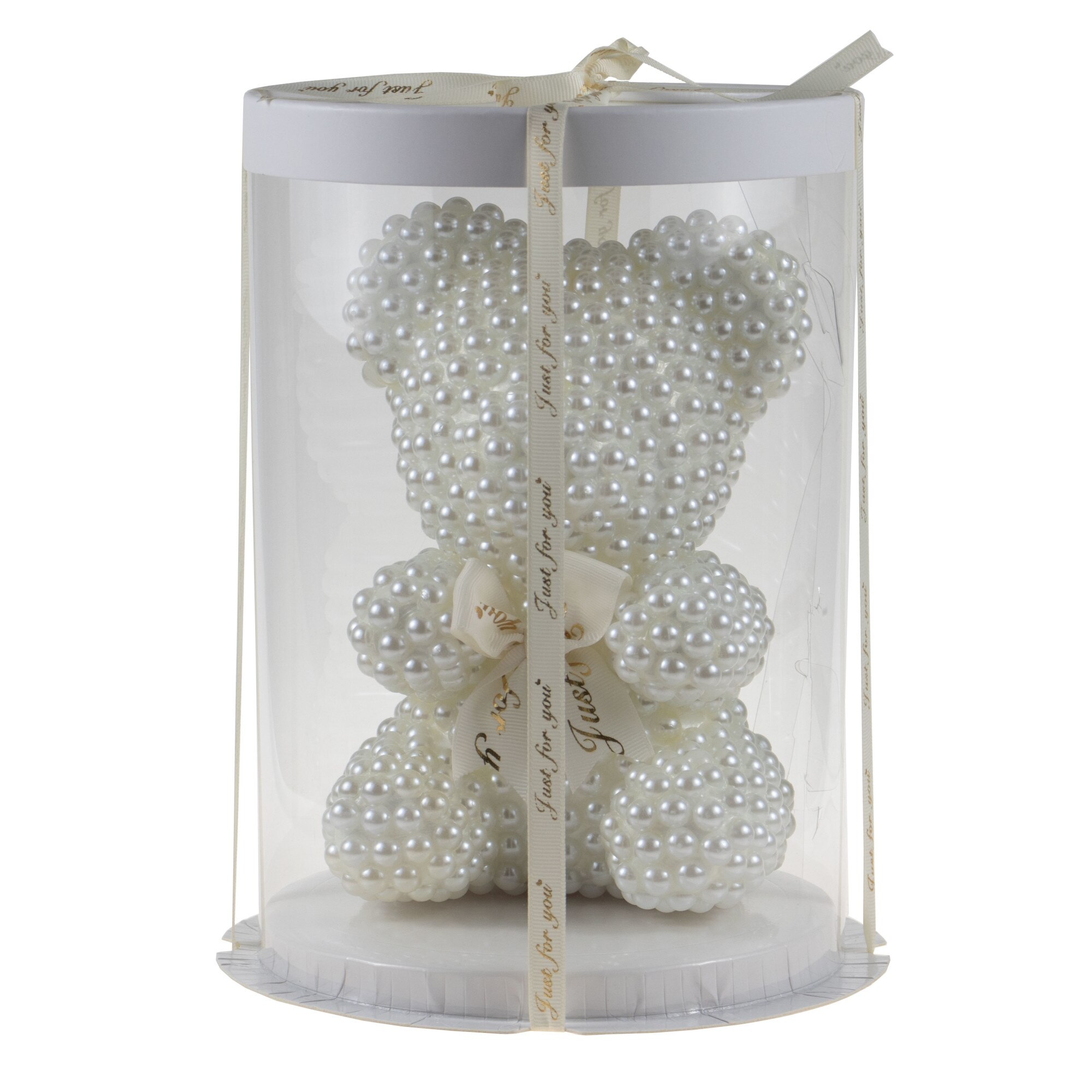 Ursulet perle in ambalaj cutie, 20 cm, Alb / CF4797-alb