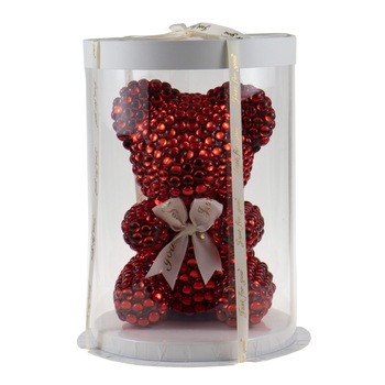 Ursulet perle in ambalaj cutie, 20 cm, Rosu / CF4797-rosu Ursulet perle in ambalaj cutie, 20 cm, Rosu / CF4797-rosu