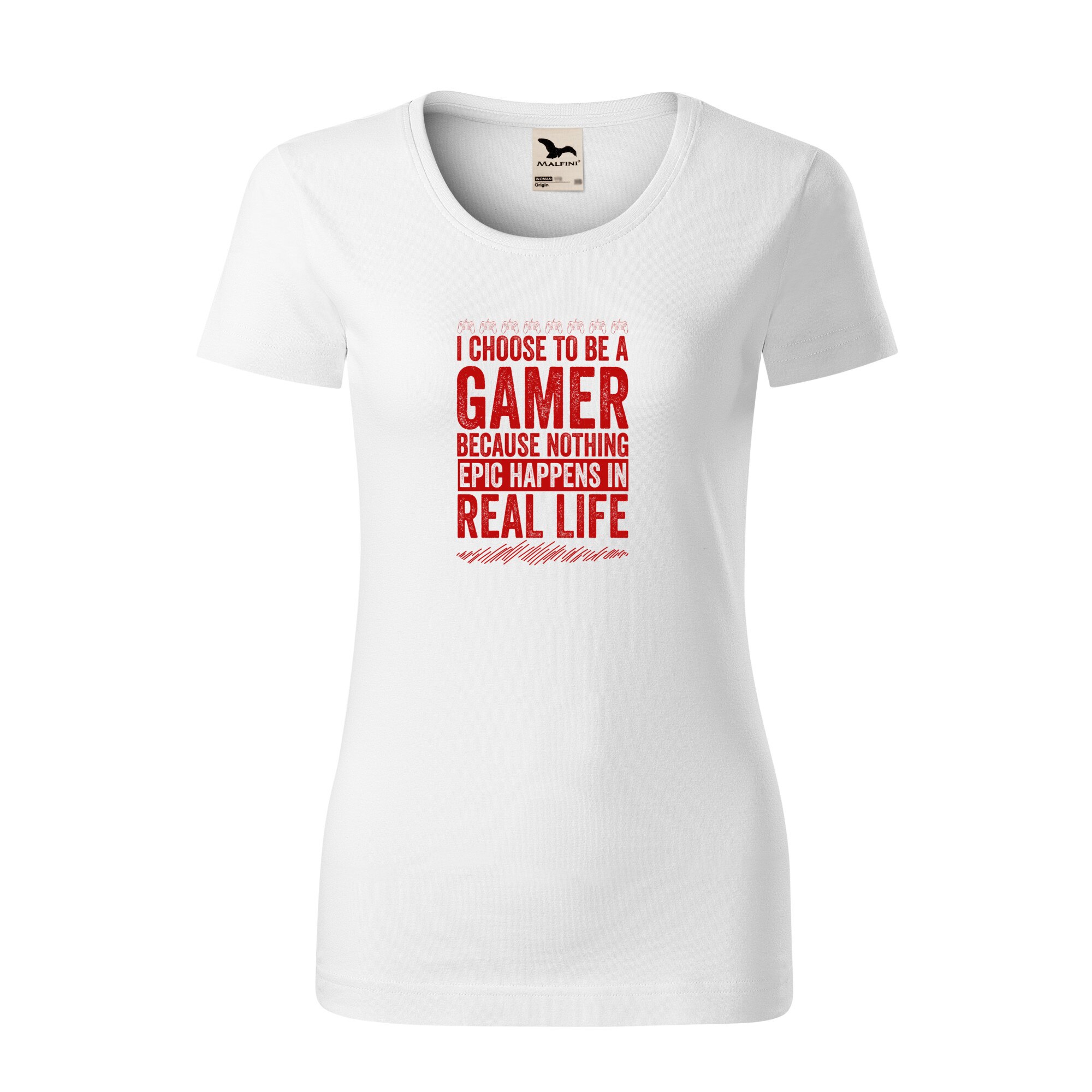 Tricou dama clasic, Malfini, I am a gamer, Alb, L
