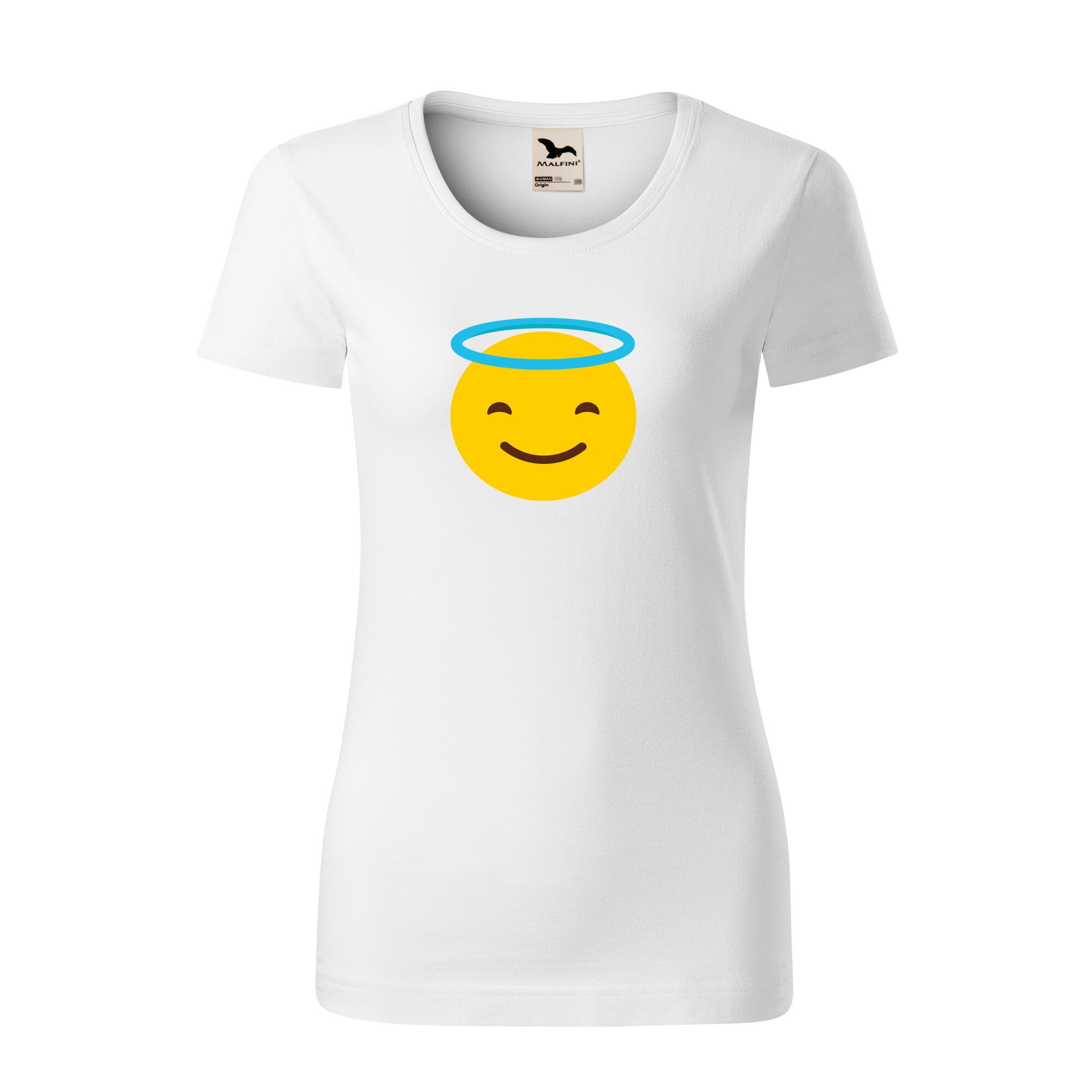 Tricou dama clasic, Malfini, Emoji Angel Face, Alb, M
