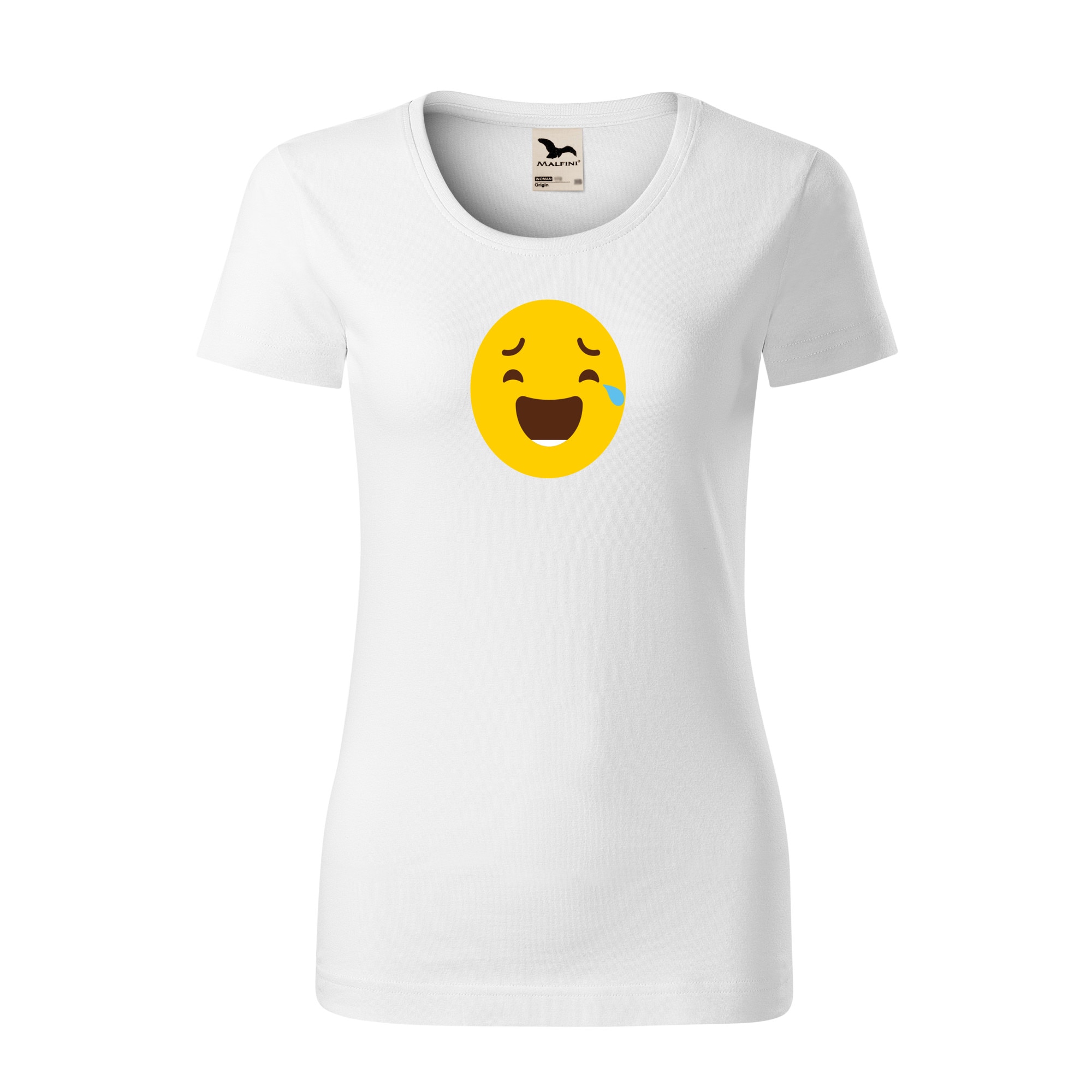 Tricou dama clasic, Malfini, Emoji Laughing with Joy Face, Alb, M