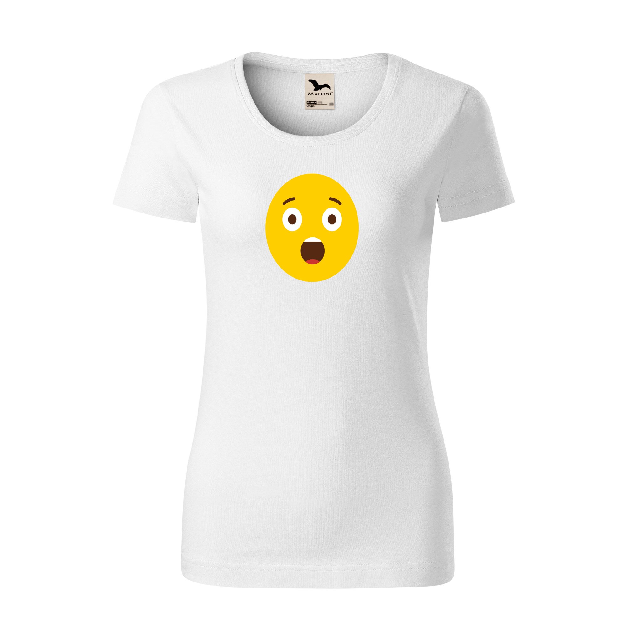 Tricou dama clasic, Malfini, Emoji Speechless Face, Alb, L