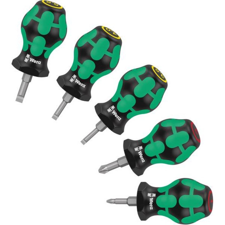 Комплект от 5 отвертки, прави/PH, Wera Stubby Set 1