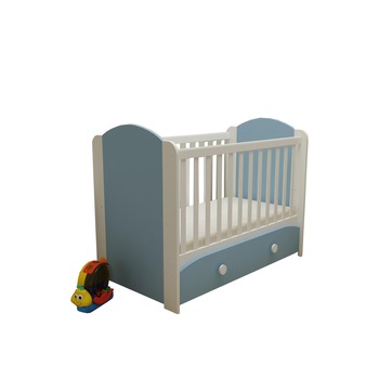 Patut cu sertar MYKIDS MIKI Alb-Albastru 120X60 Patut cu sertar MYKIDS MIKI Alb-Albastru 120X60