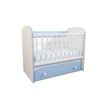 Patut cu leganare MyKids Diana 1 Alb-Albastru 120X60 Patut cu leganare MyKids Diana 1 Alb-Albastru 120X60