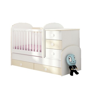 Patut transformabil MyKids Georgiana 3 cu leganare Alb-Cappuccino 160X70 Patut transformabil MyKids Georgiana 3 cu leganare Alb-Cappuccino 160X70