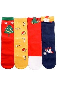 Set 4 perechi sosete cu motive de Craciun, multicolor, 36-40 Set 4 perechi sosete cu motive de Craciun, multicolor, 36-40