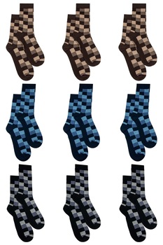 Set Overall 9 perechi de sosete medii Cuburi, dama, Multicolor Set Overall 9 perechi de sosete medii Cuburi, dama, Multicolor