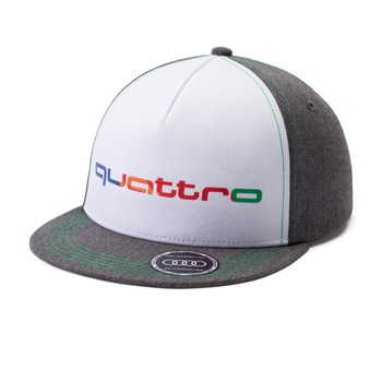 Sapca originala Audi Sport pentru copii Quattro, inchidere snapback, culoare gri / verde Sapca originala Audi Sport pentru copii Quattro, inchidere snapback, culoare gri / verde
