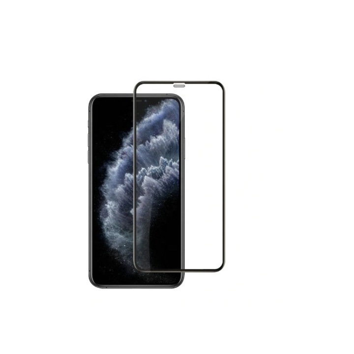 Glass prémium védőfólia, iPhone 12 / 12 Pro (6,1 hüvelyk) kompatibilis, 6D, fekete