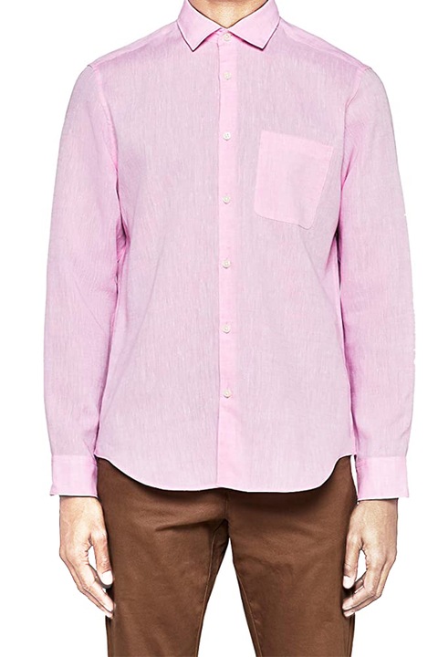 Férfi ing MERAKI, Hosszú ujjú, 55% len, Rózsaszín