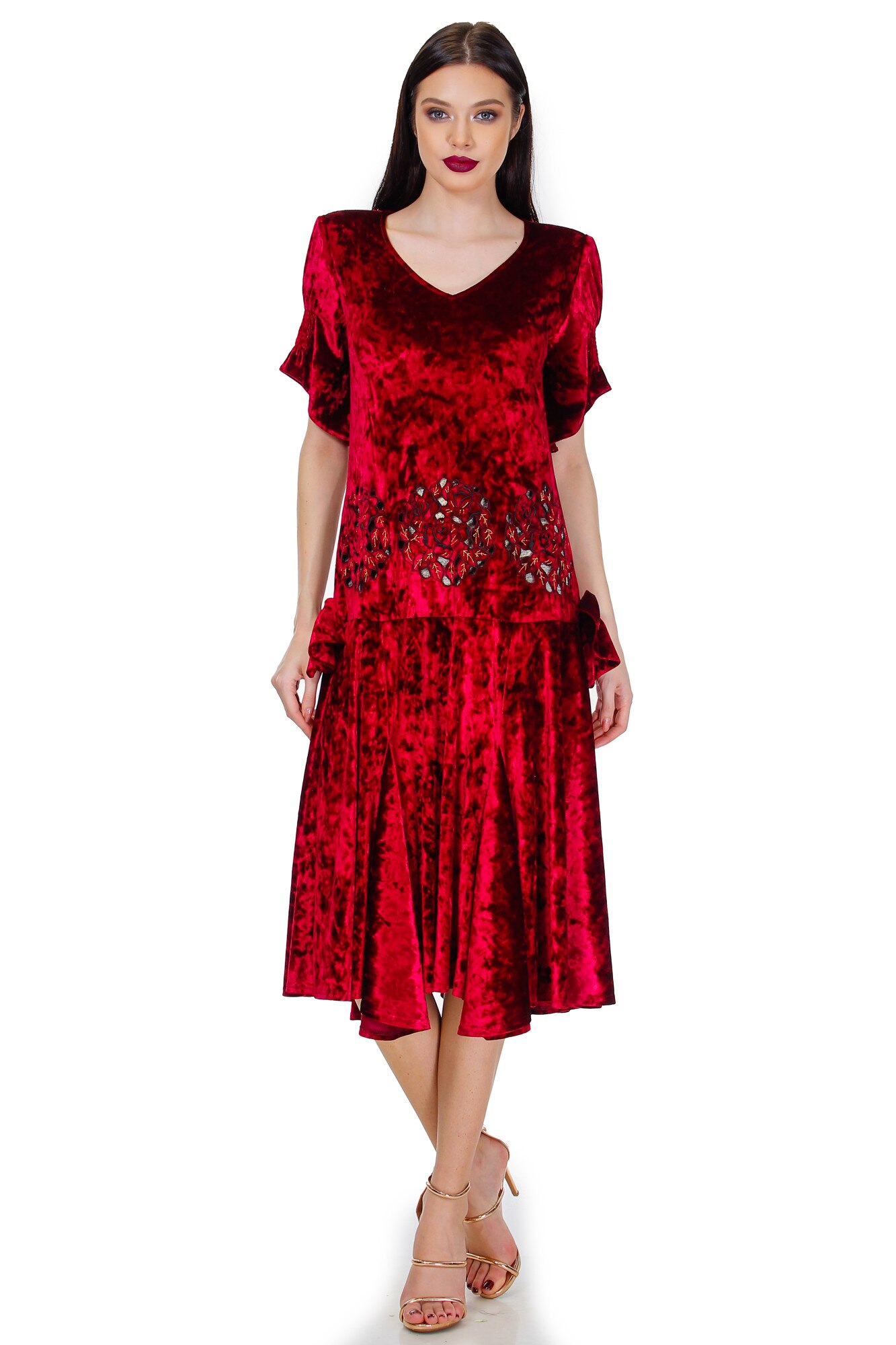 Rochie rosie, catifea, Liza Panait, BT-35
