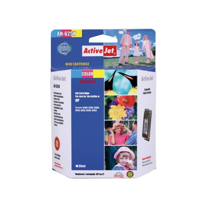 Kompatibilis tintapatron, ActiveJet AH-625N, HP C6625A no 17, színes