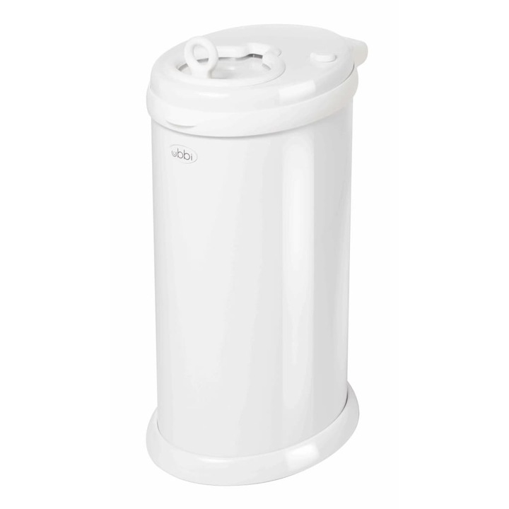 Cos pentru scutece bebelusi, Ubbi, Otel, 21,3 x 28,9 x 49,5 cm, Alb